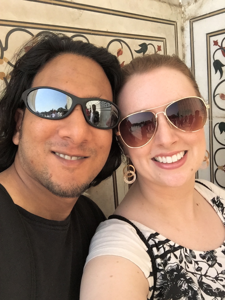 Rupak and Tabitha outside the front of the Taj