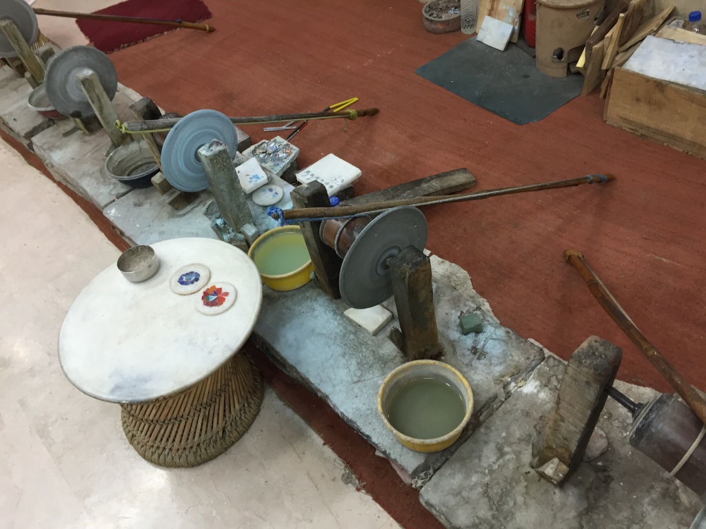 Marble and gemstone inlay workshop