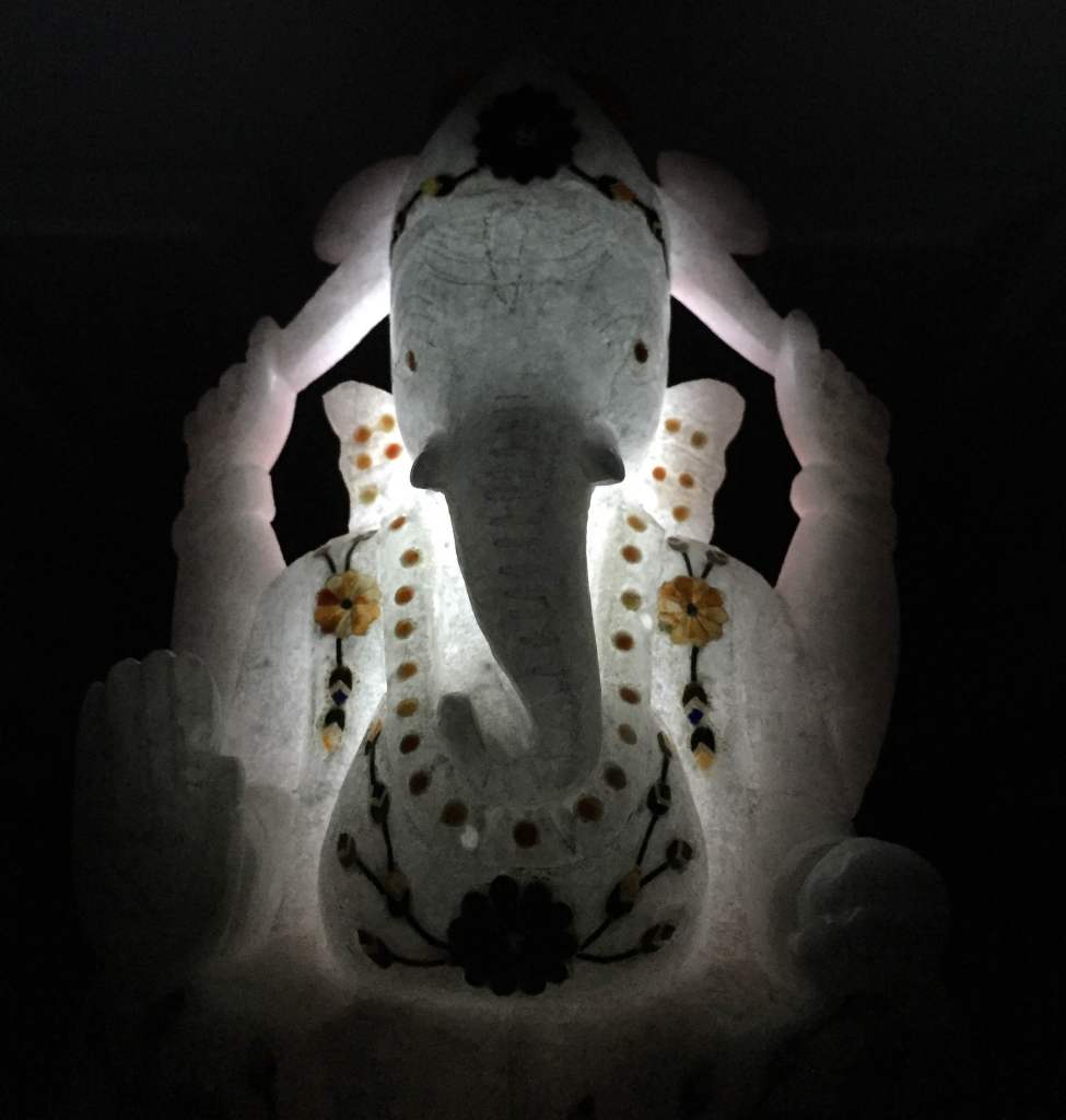 Translucent marble with a flashlight behind the statue