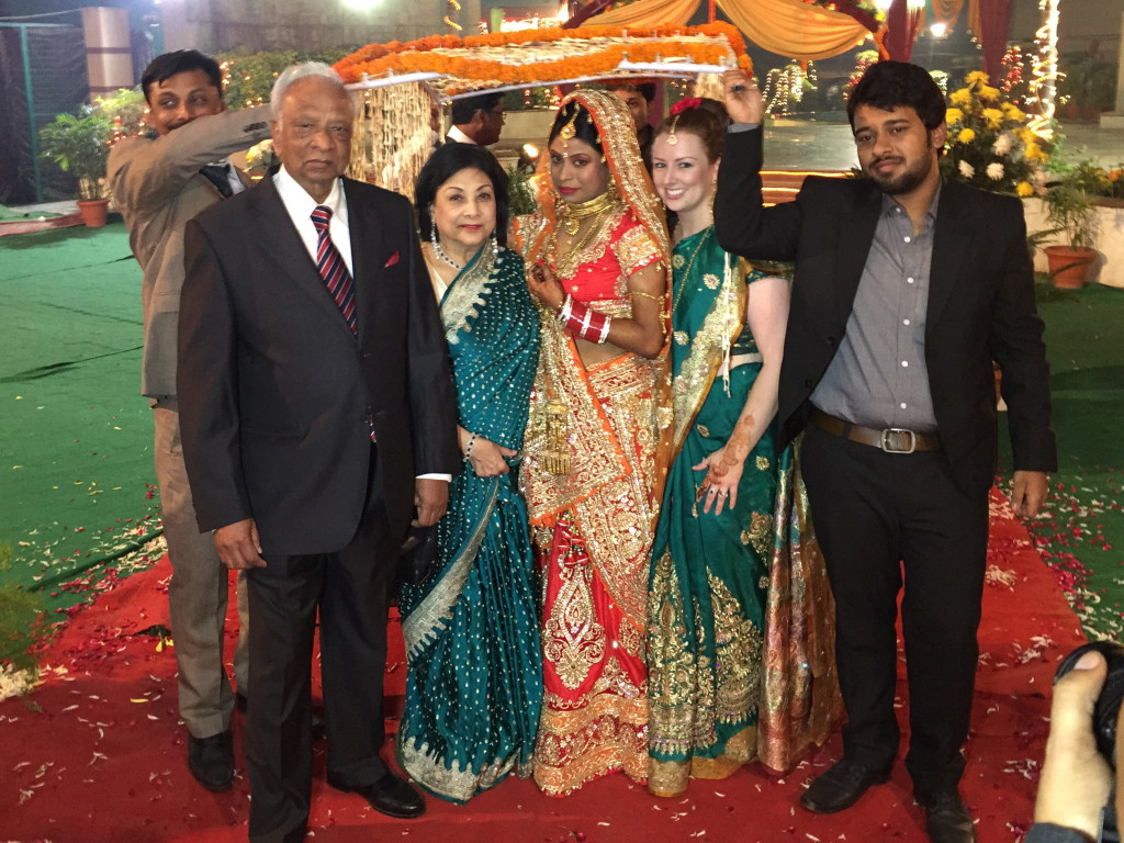 Posing with the bride