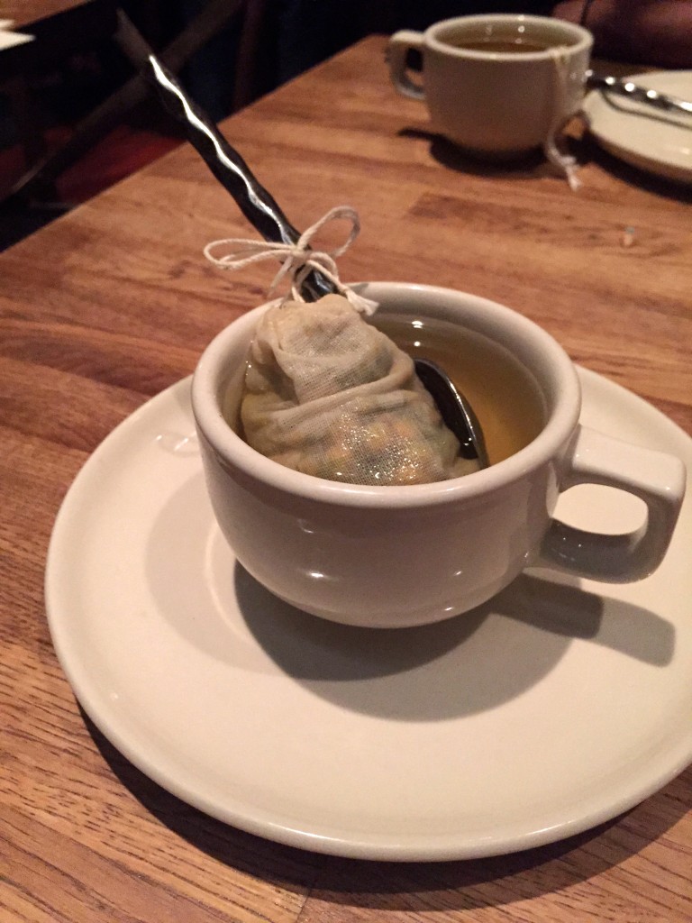Chamomile tea - check out the fancy (reusable!) tea bag!