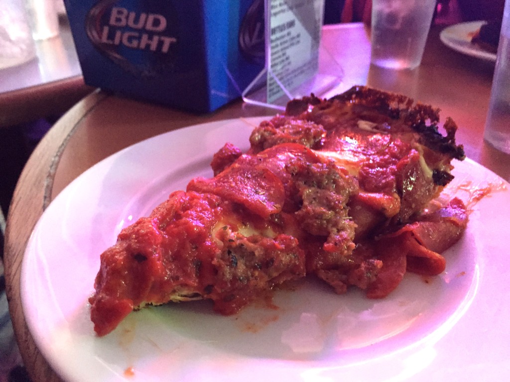 Meat lover's pizza at Pequod's