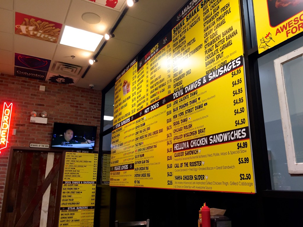 Devil Dawgs menu